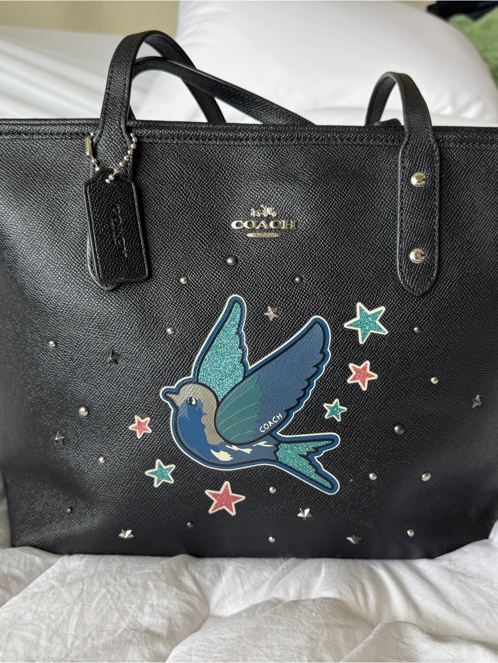 Coach Swallow Bird and Star Leather City Zip Tote